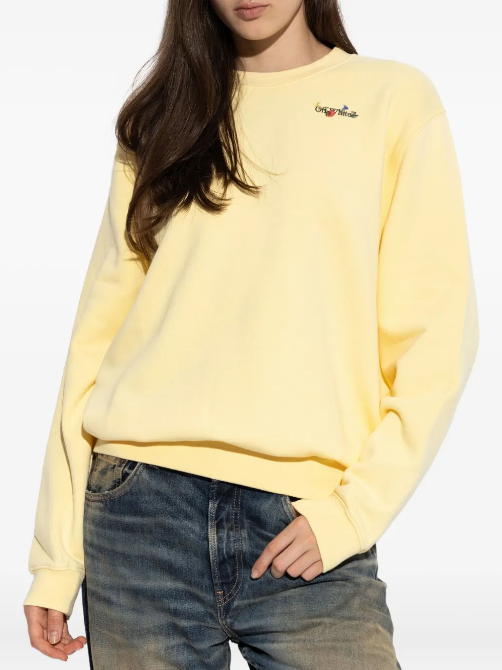 Off-white Arrows-print Crew-neck Sweatshirt In Yellow