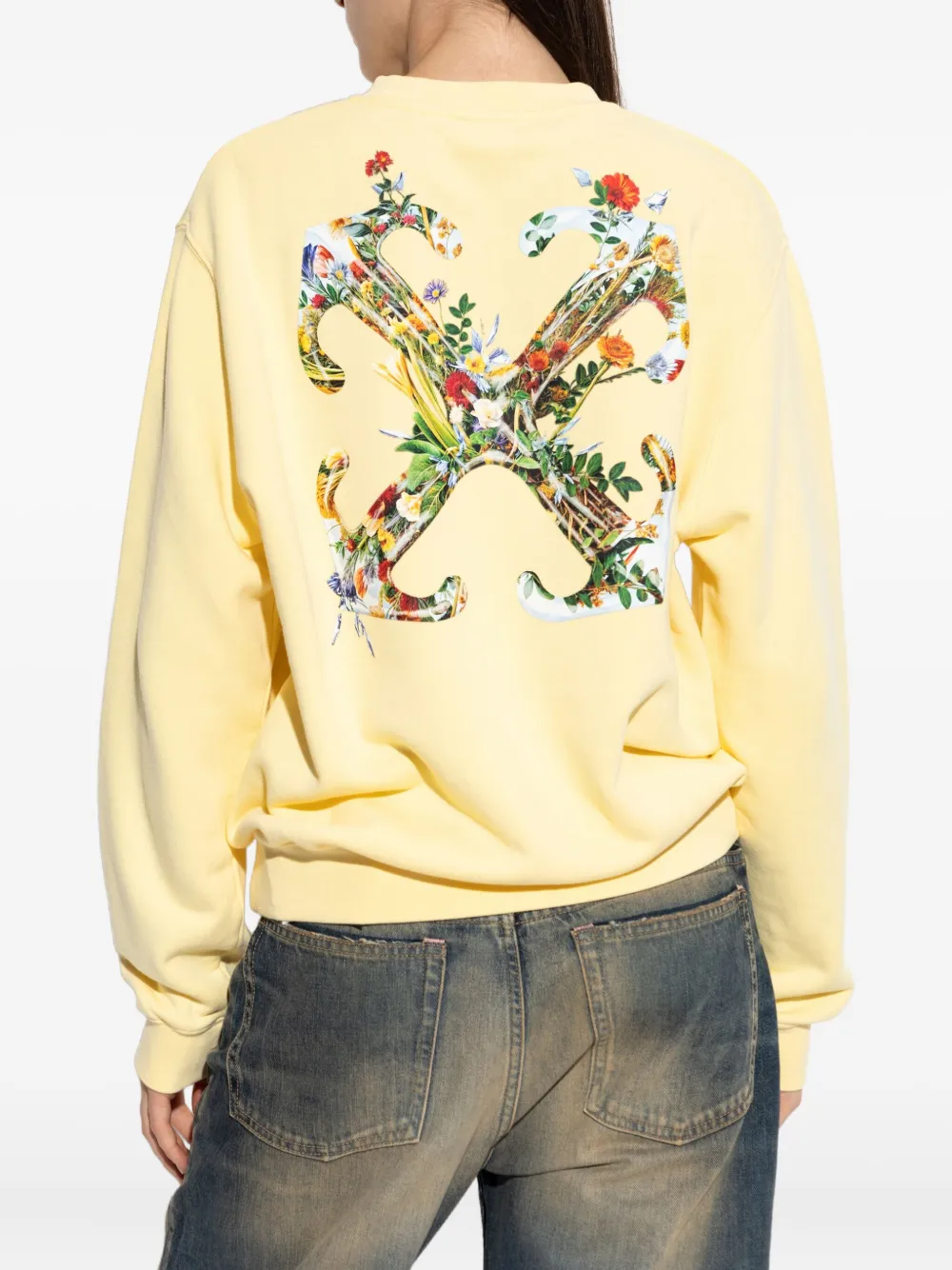 Off-white Arrows-print Crew-neck Sweatshirt In Yellow