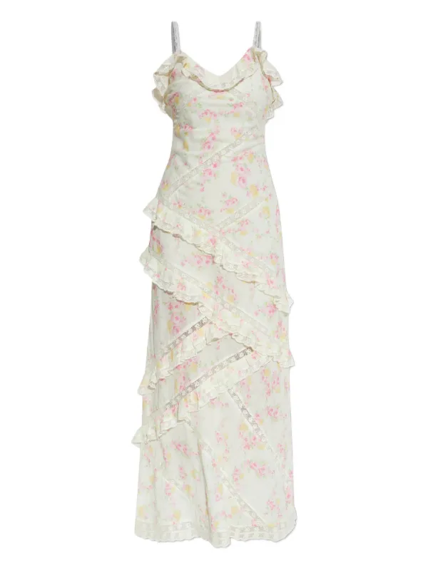 LoveShackFancy Nocelle floral-lace Ruffled Dress | White | FARFETCH