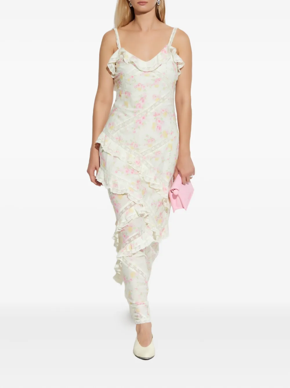 LoveShackFancy Nocelle floral-lace ruffled dress - Wit