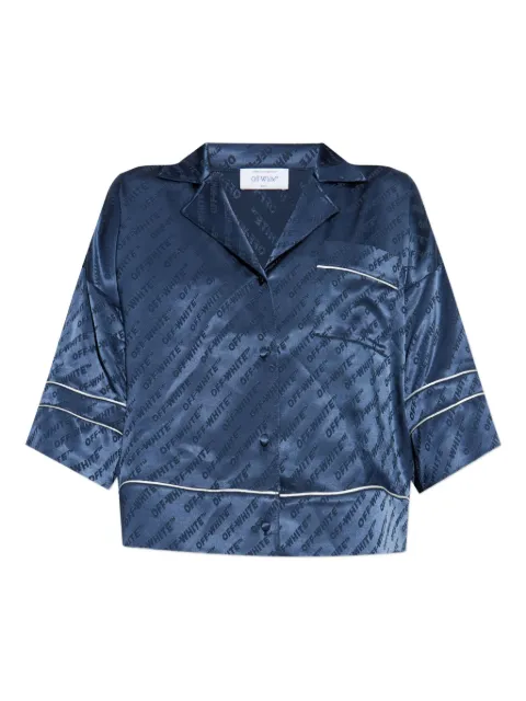 Off-White logo-print satin shirt