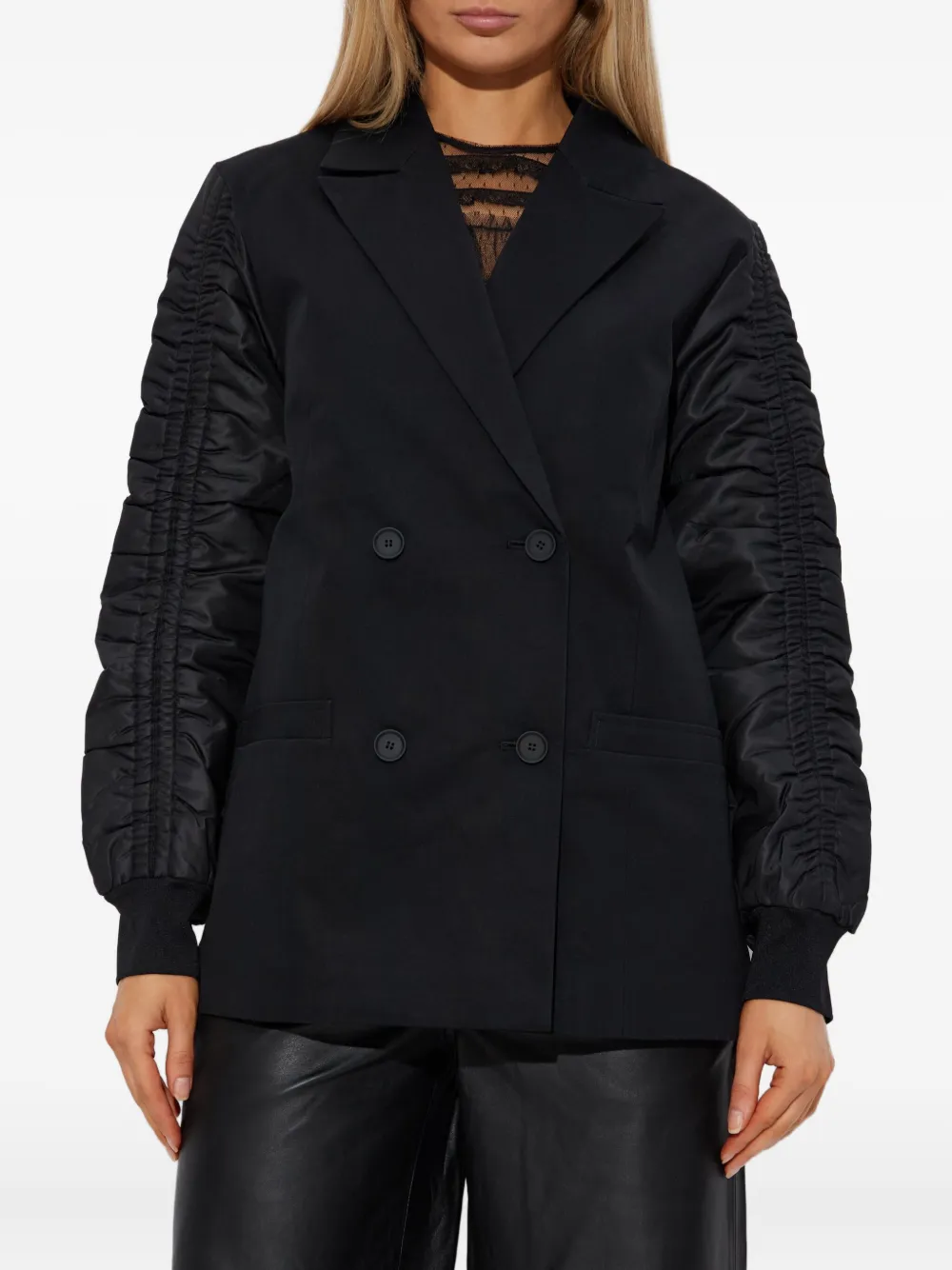 Allsaints Womens Black Lorna Cotton And Shell Blazer Jacket