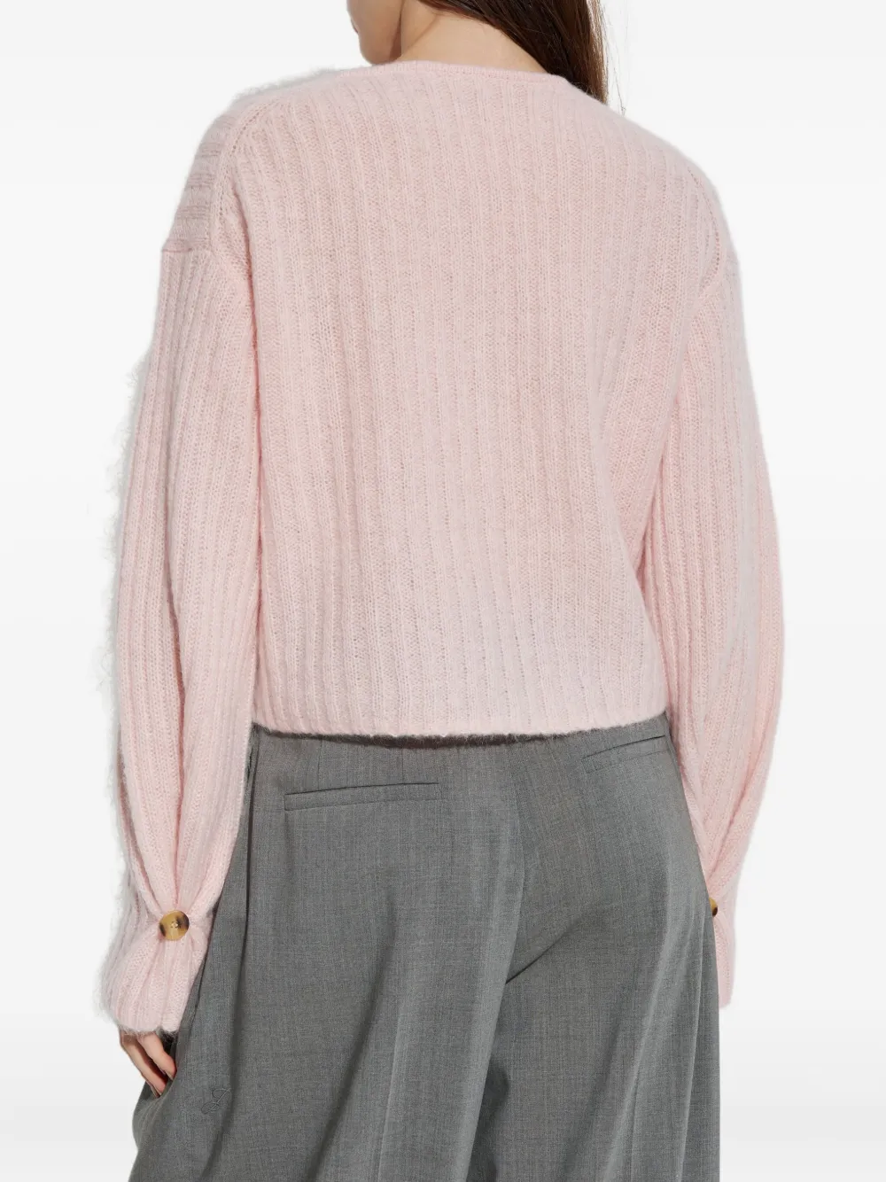 By Malene Birger Ribbed Buttoned Cardigan In Neutral