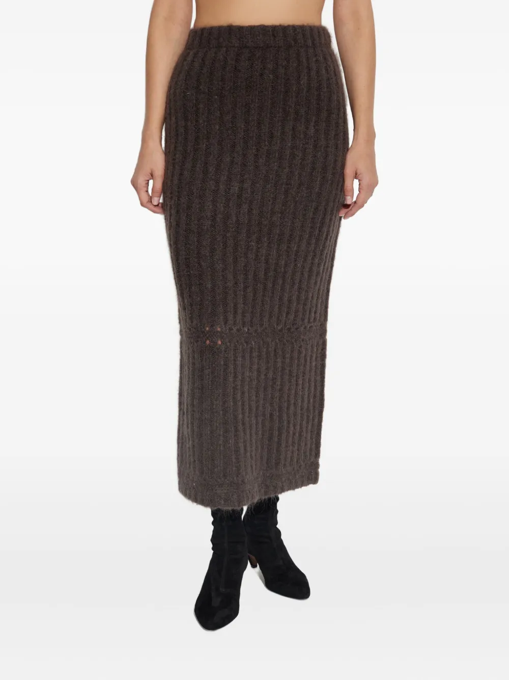 By Malene Birger Ribgebreide rok Bruin