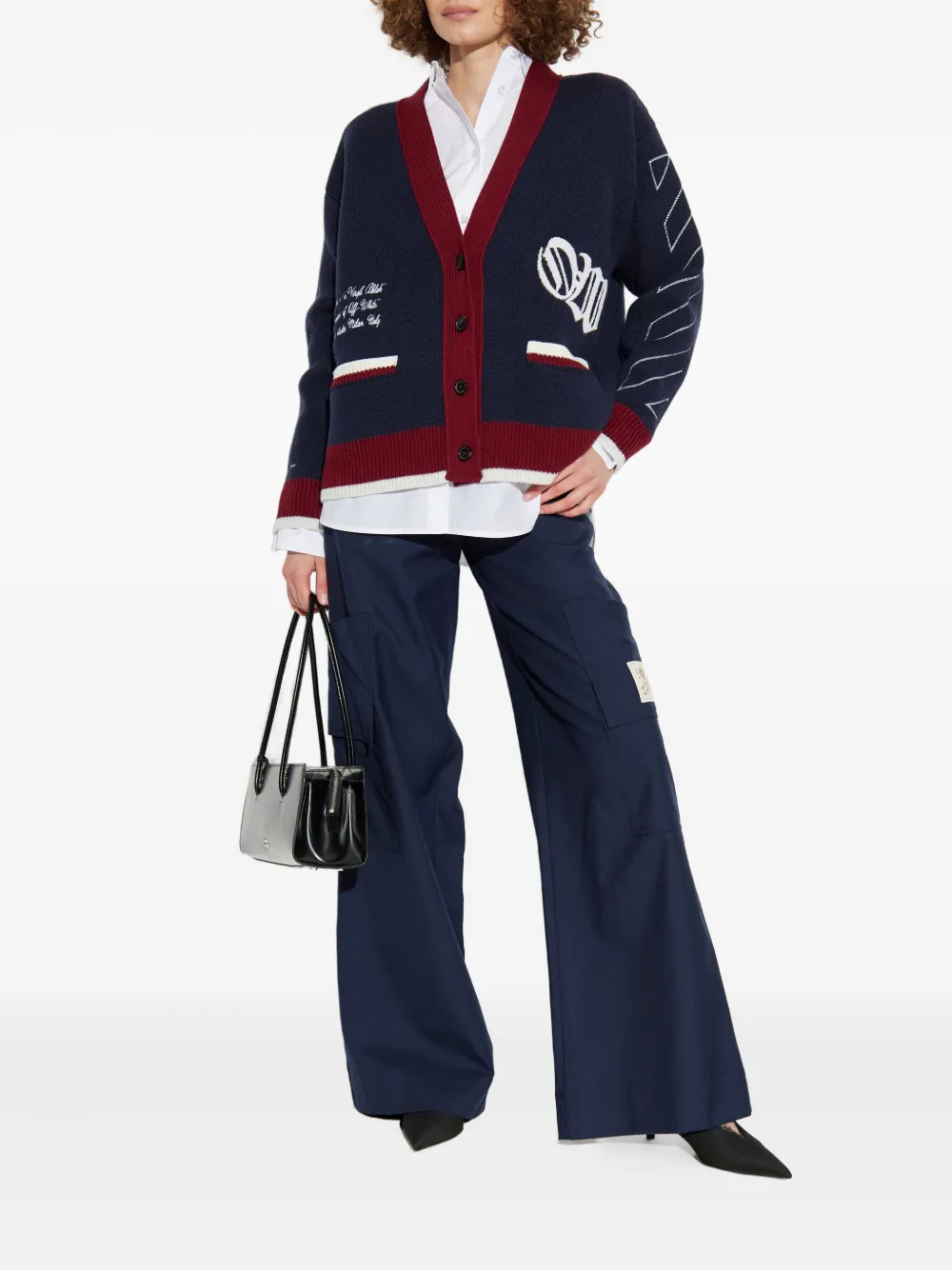 Off-White patch-pocket wide-leg trousers - Blauw