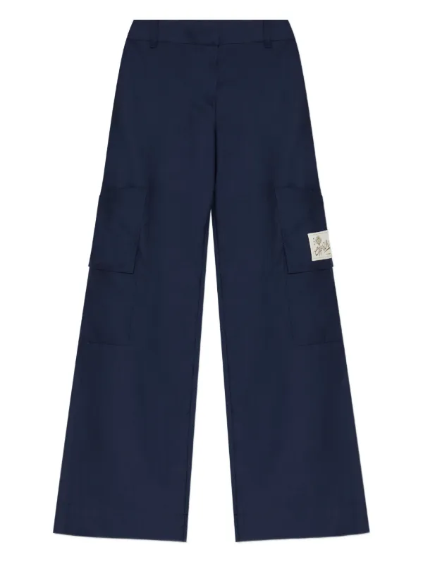 Off-White Patch-pocket Wide-leg Trousers in Blue
