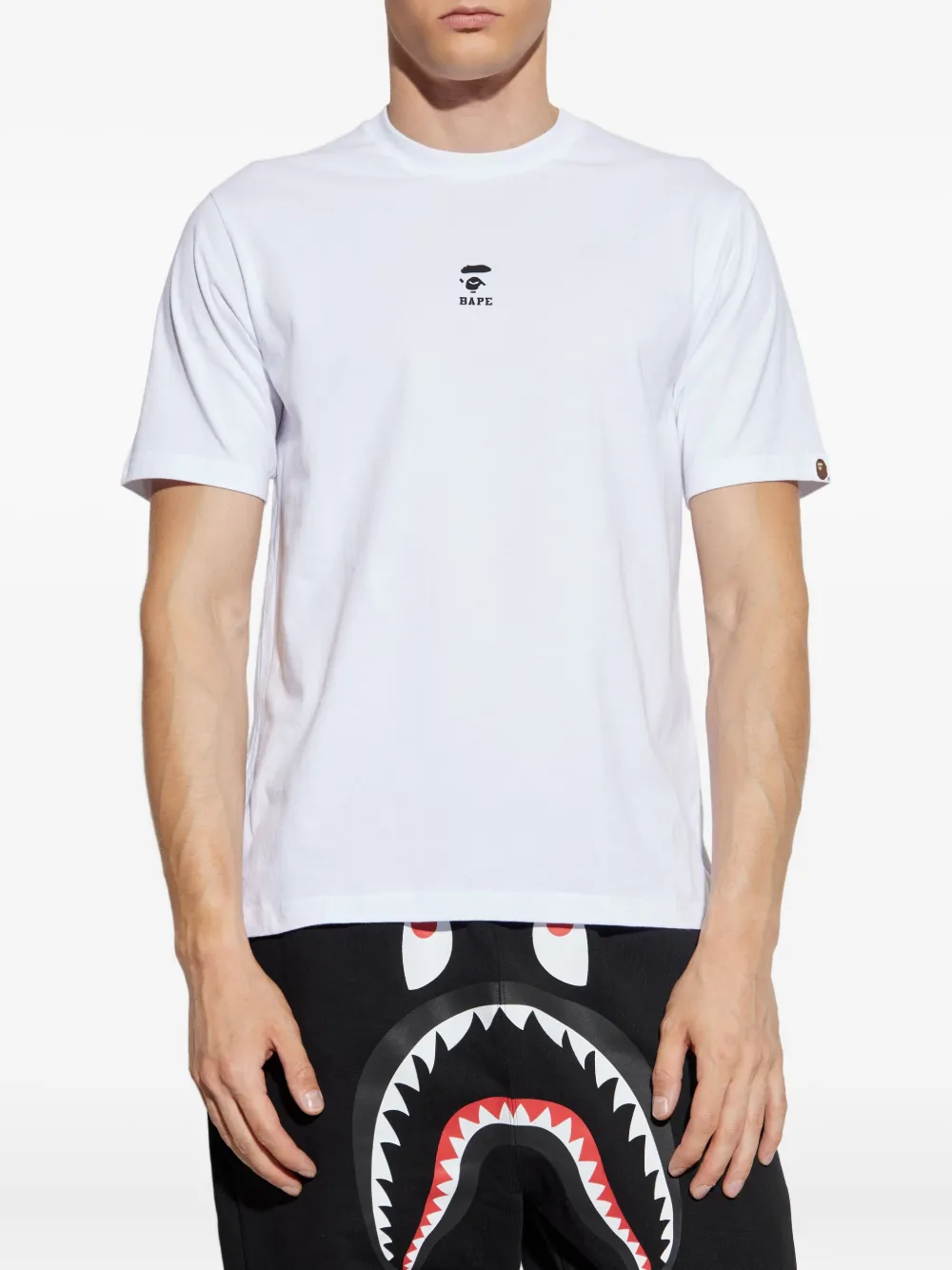 A Bathing Ape Mens White Face Shrunk Graphic-print Cotton T-shirt Xxl In White