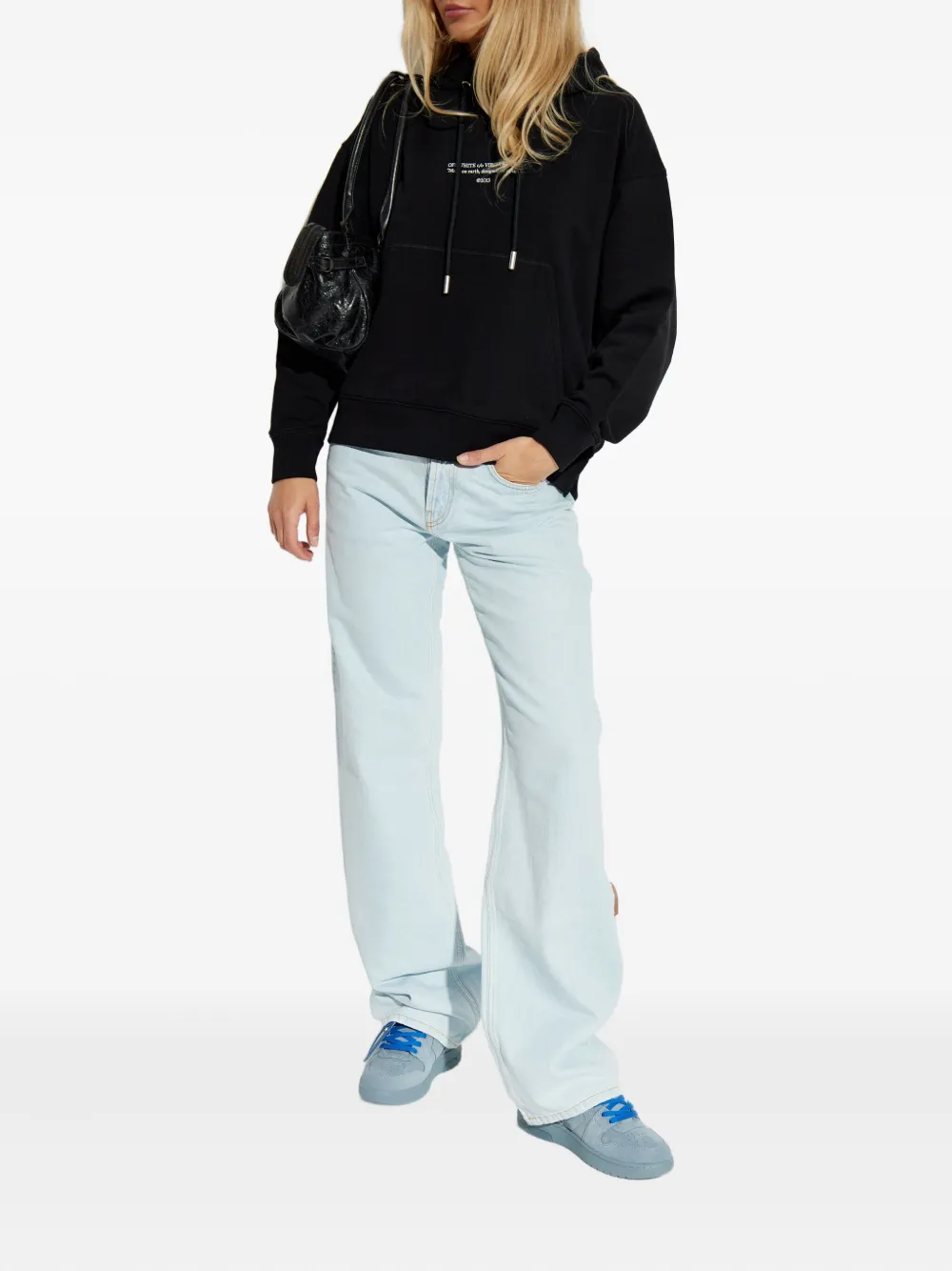 Off-white Drawstring Logo-detail Hoodie In Black