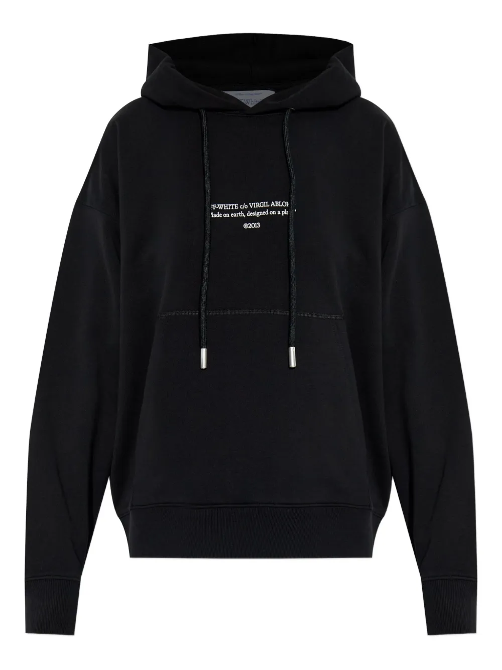 Off-white Drawstring Logo-detail Hoodie In Black