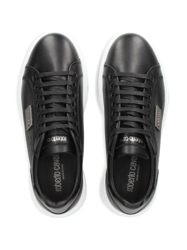 Roberto Cavalli Leather Plaque Sneakers | Black | FARFETCH ZA