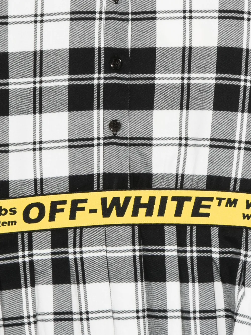 Off-White Kids Geplooide geruite shirtjurk Zwart