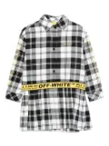 Off-White Kids pleated checked shirt dress - Black