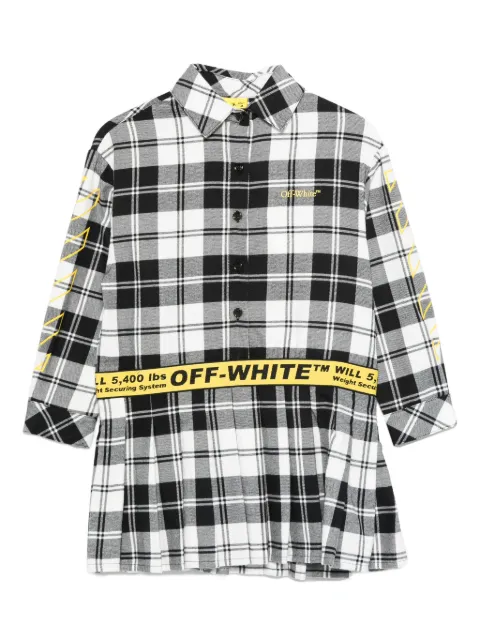 Off-White Kids pleated checked shirt dress
