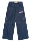 Off-White Kids cargo-print elastic-waist trousers - Blue
