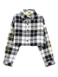 Off-White Kids checked cropped shirt - Black