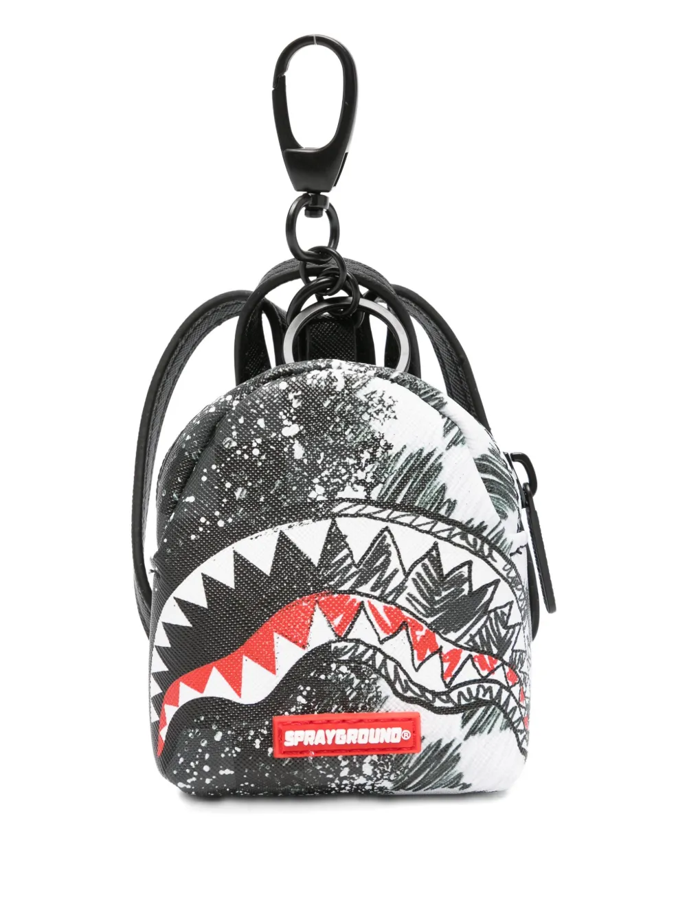 Sprayground Kid Shark-print Keyring In Black