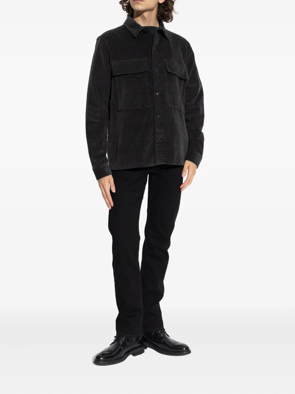AllSaints Overhemd met ribfluwelen zak - Zwart
