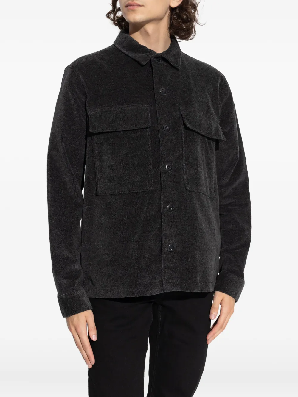 AllSaints Overhemd met ribfluwelen zak Zwart