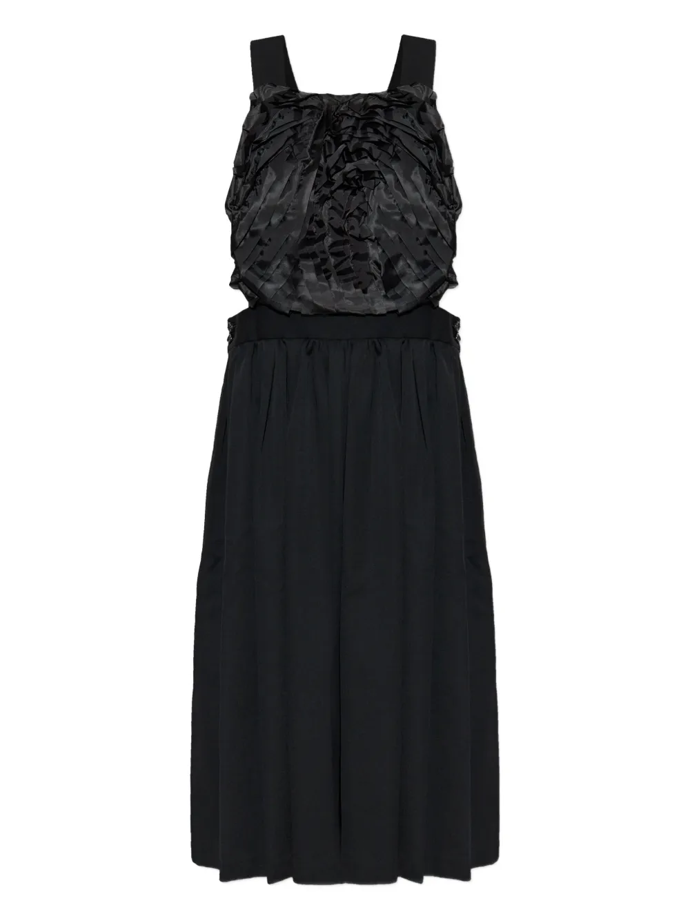 Comme Des Garçons Ruffled Midi Dress In Black