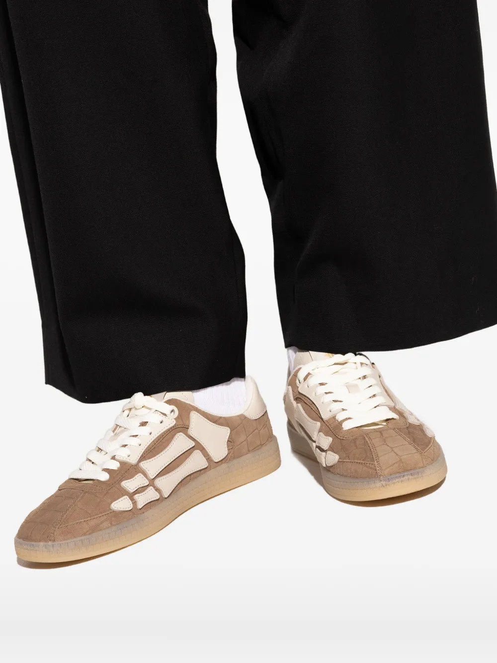 AMIRI crocodile-embossed skeleton trainers Neutrals