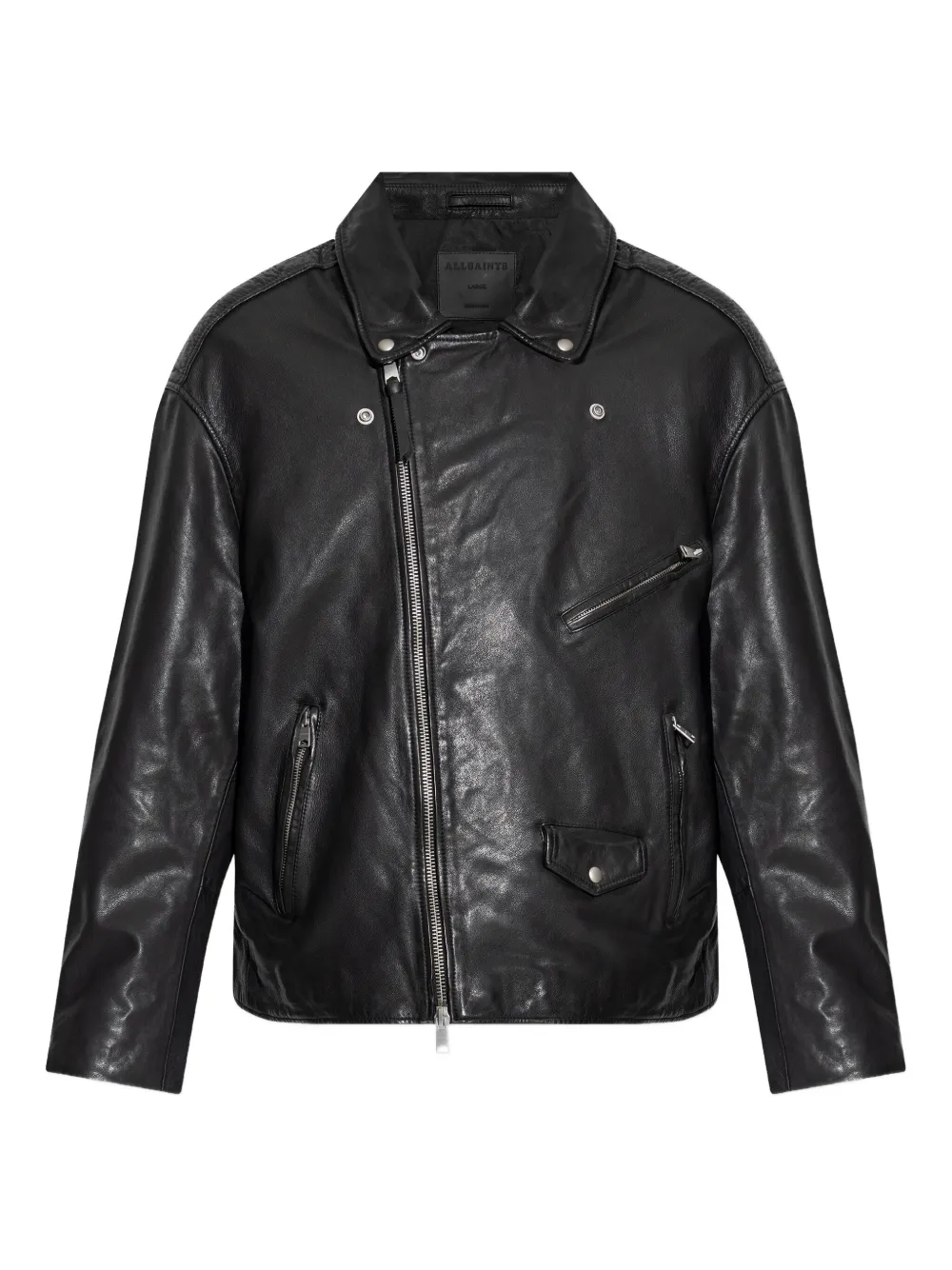 Allsaints Zip-up Biker Jacket In Black