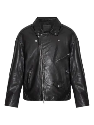 Diesel L-Eo-Wrd Leather Jacket | Black | FARFETCH