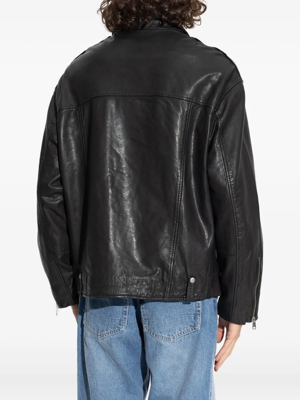 Allsaints Zip-up Biker Jacket In Black