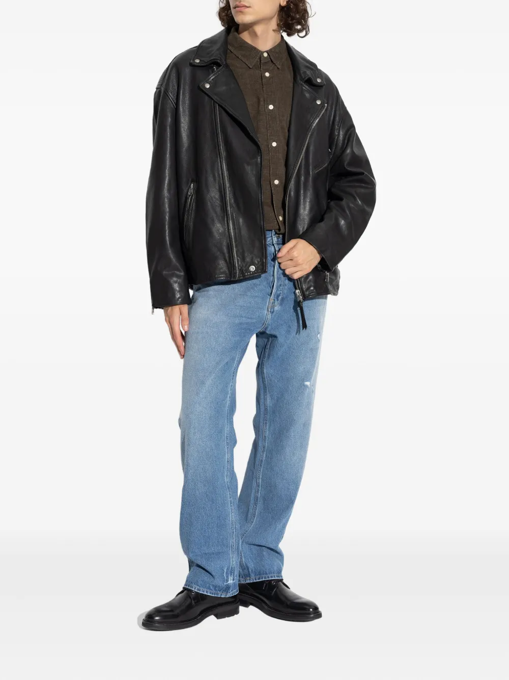 Allsaints Zip-up Biker Jacket In Black
