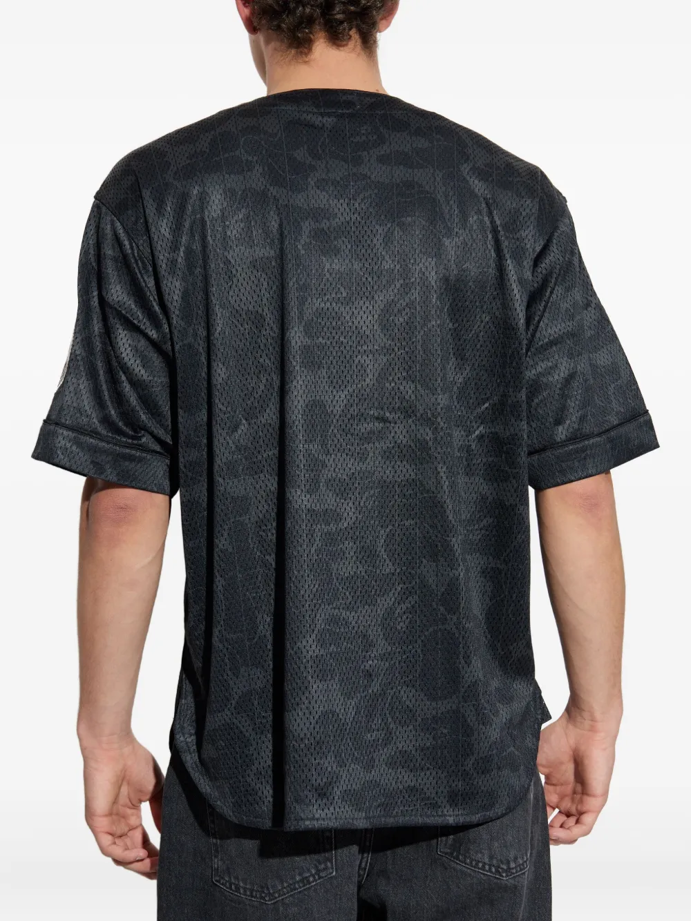 A Bathing Ape Camo Stripe Baseball Shirt In Black
