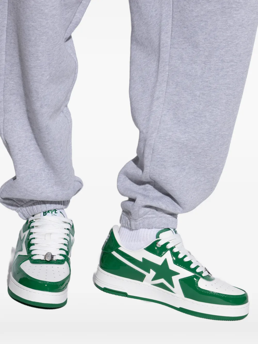 A BATHING APE Leren sneakers met vlakken en ster Groen