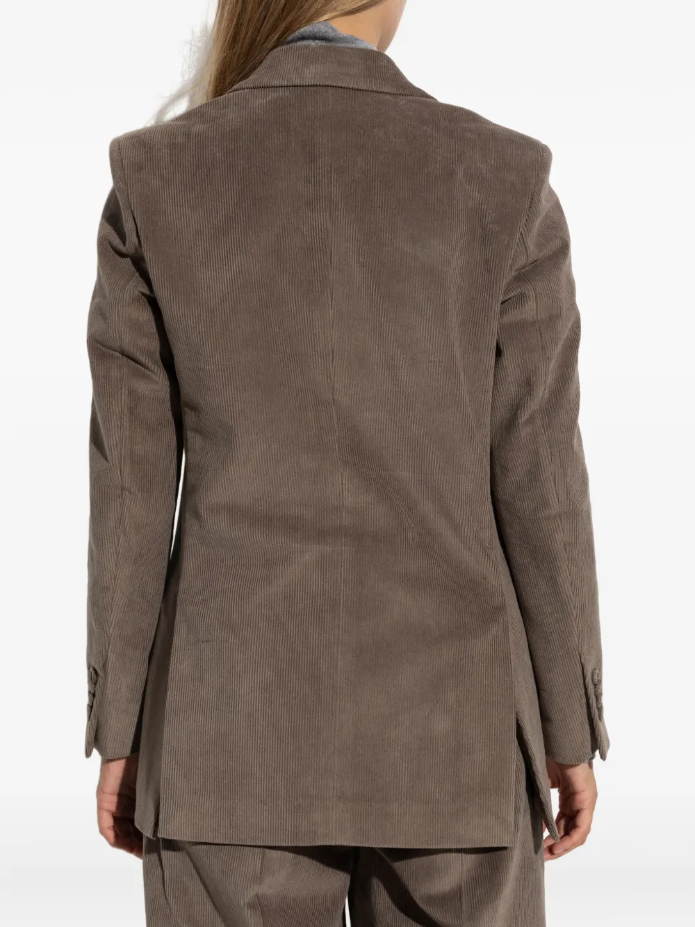 Officine Generale Double-breasted Corduroy Jacket In Brown