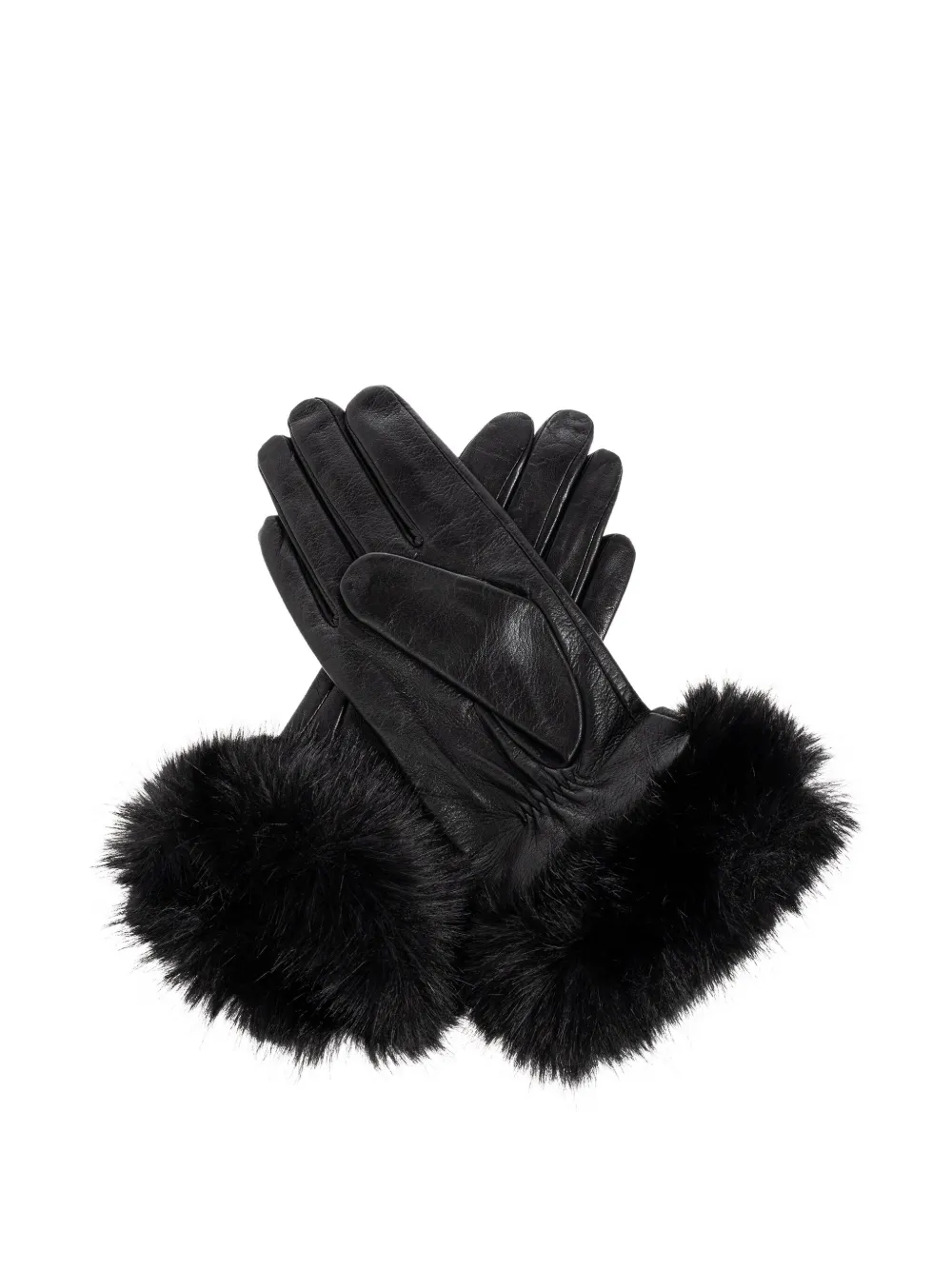 By Malene Birger leather fur-cuff gloves - Zwart