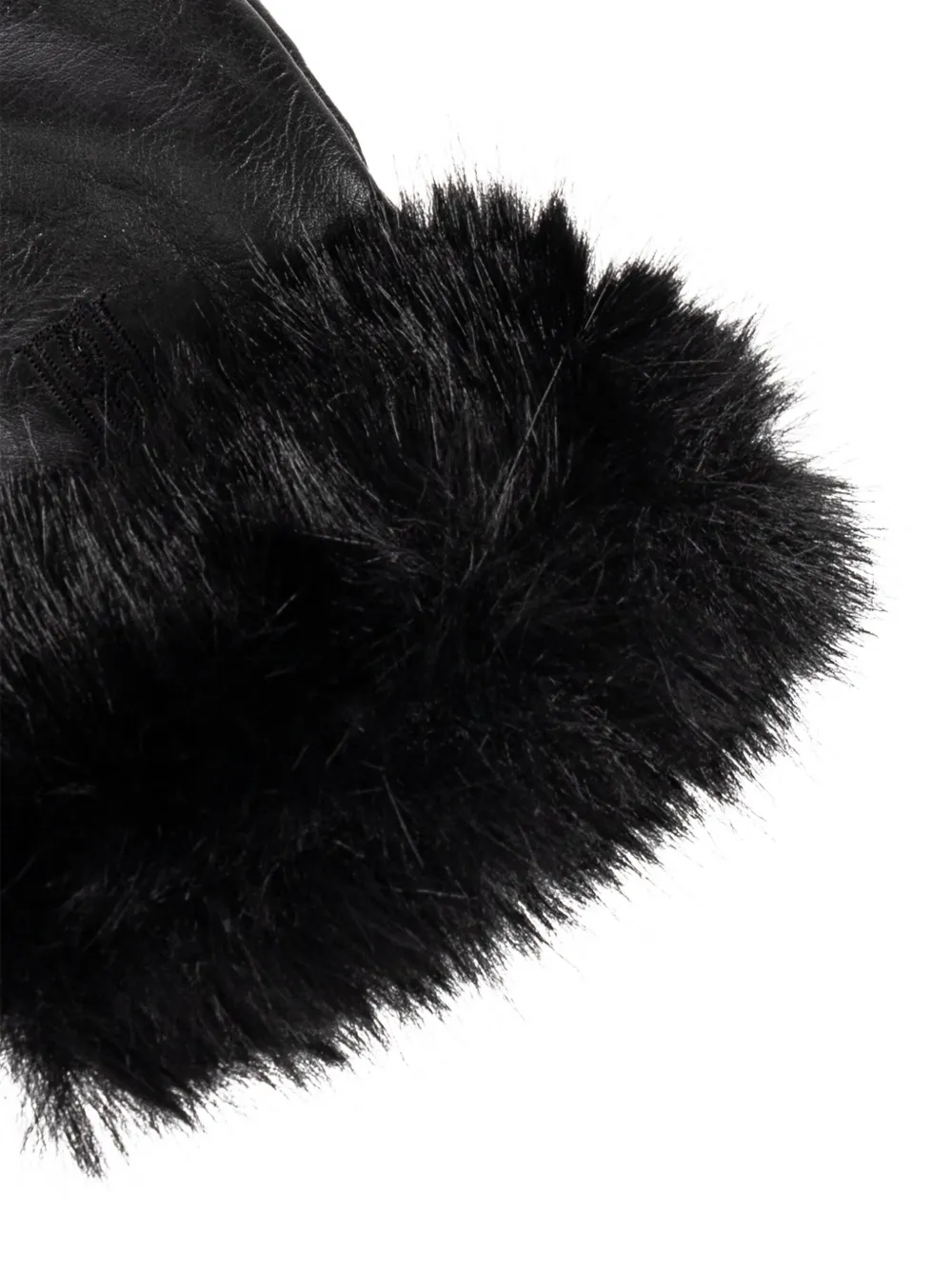 By Malene Birger Leren handschoenen met cuffs van bont Zwart