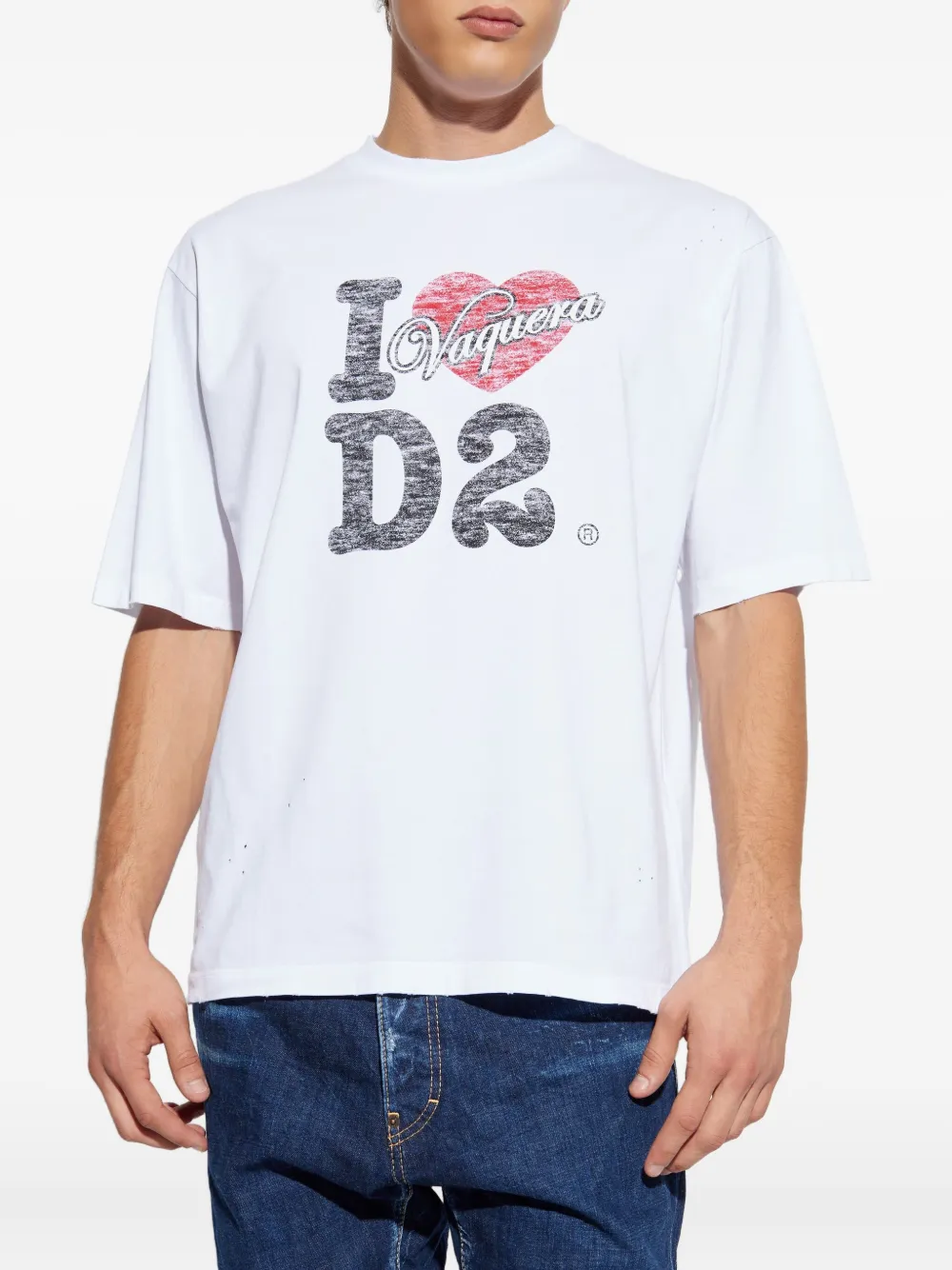 Dsquared2 Graphic Print Crew Neck Short Sleeve T-shirt In White