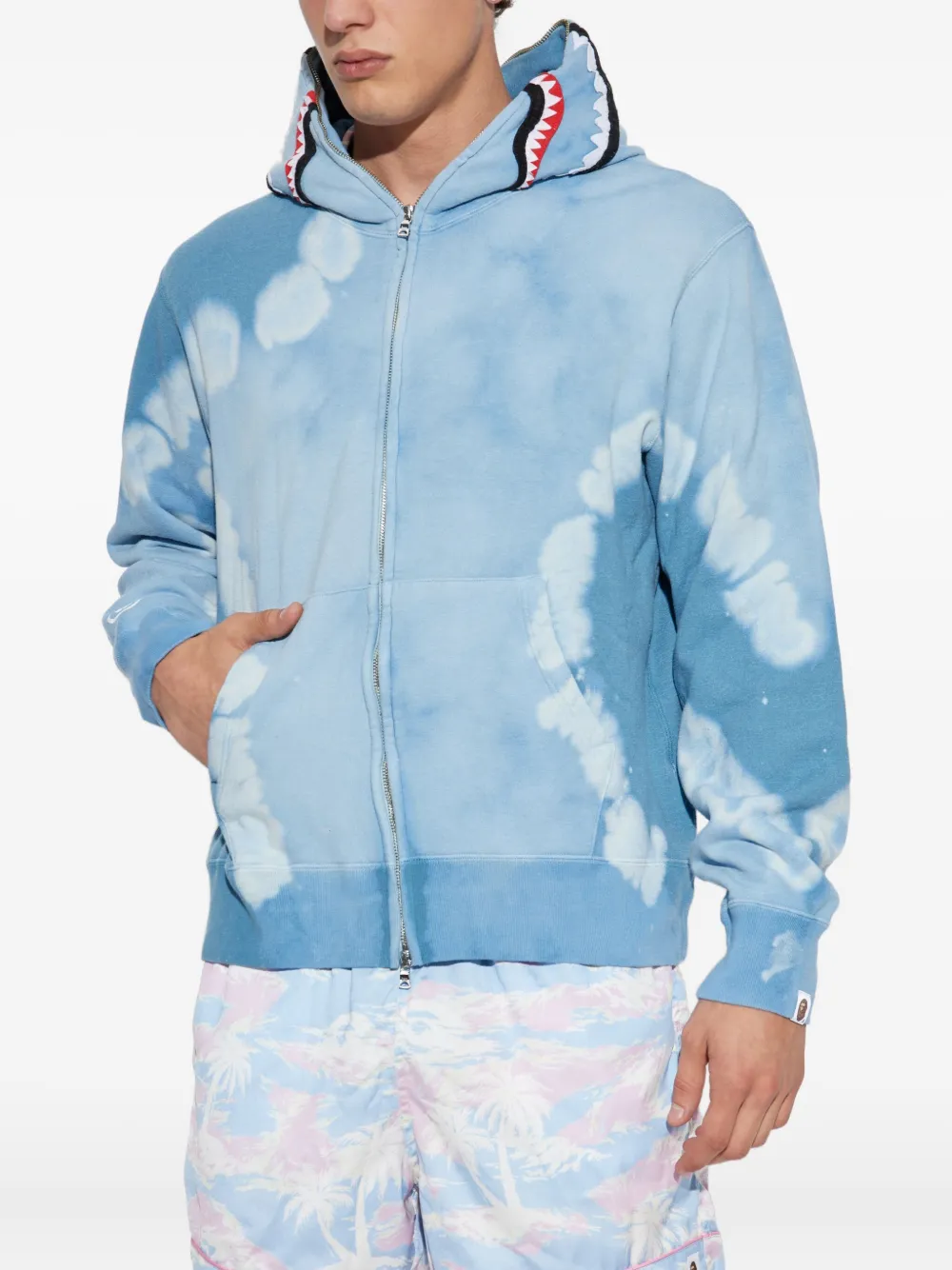 A Bathing Ape Tie-dye Zip-fastening Hoodie In Blue