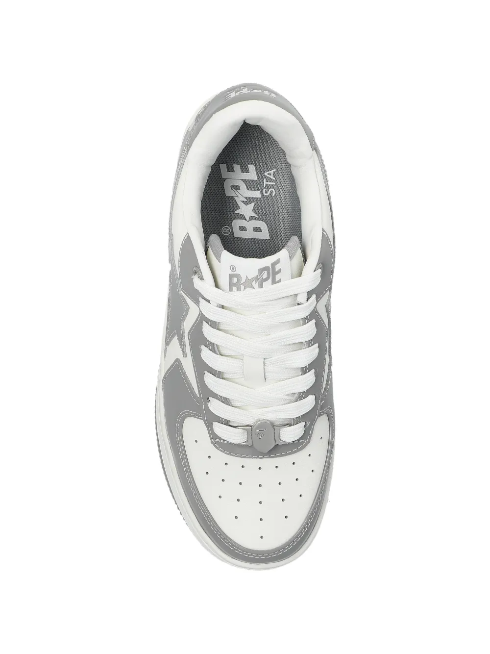 A BATHING APE Leren sneakers met star-applicatie Wit