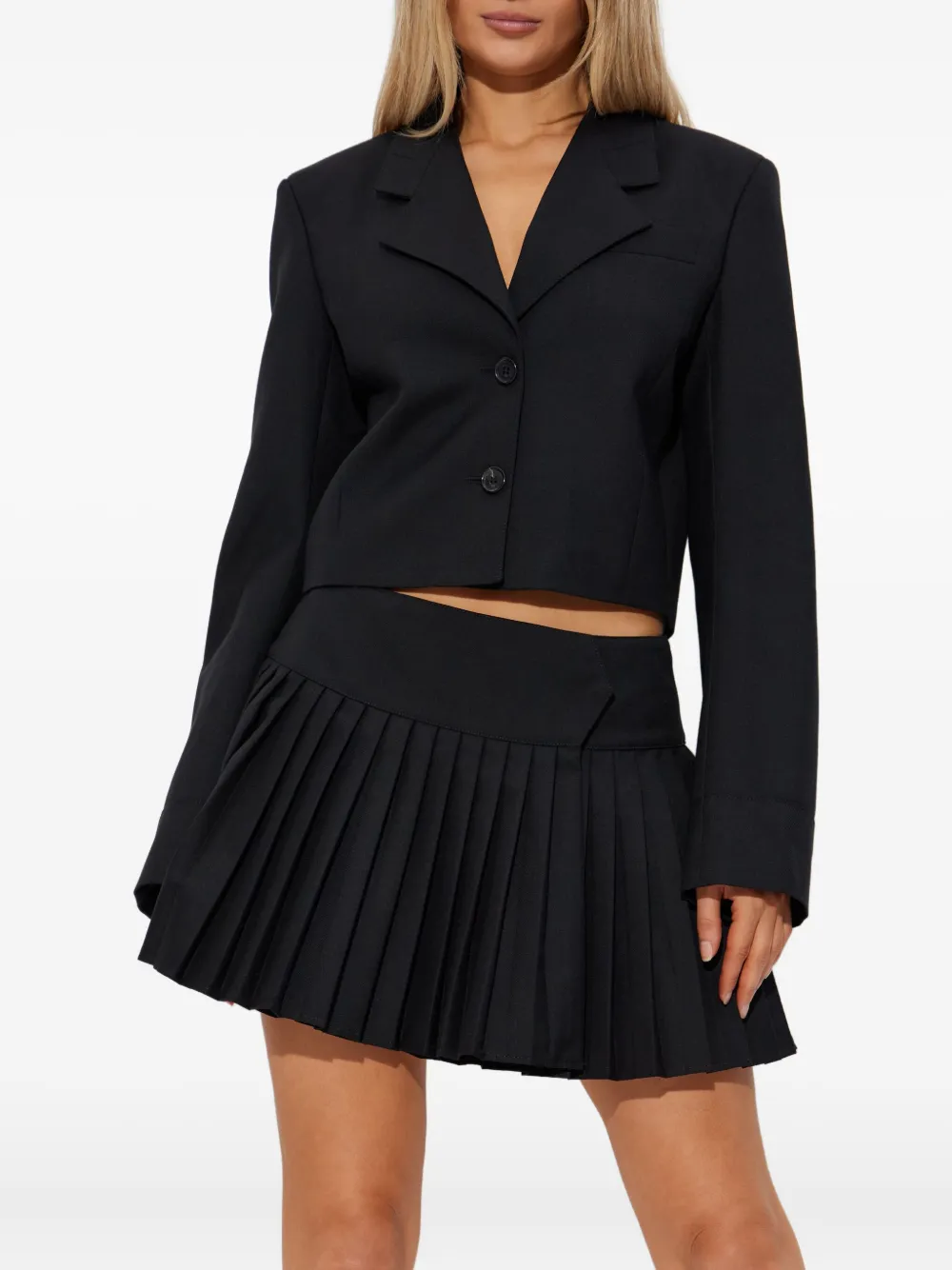 Off-white Logo-print Cropped Blazer In Black
