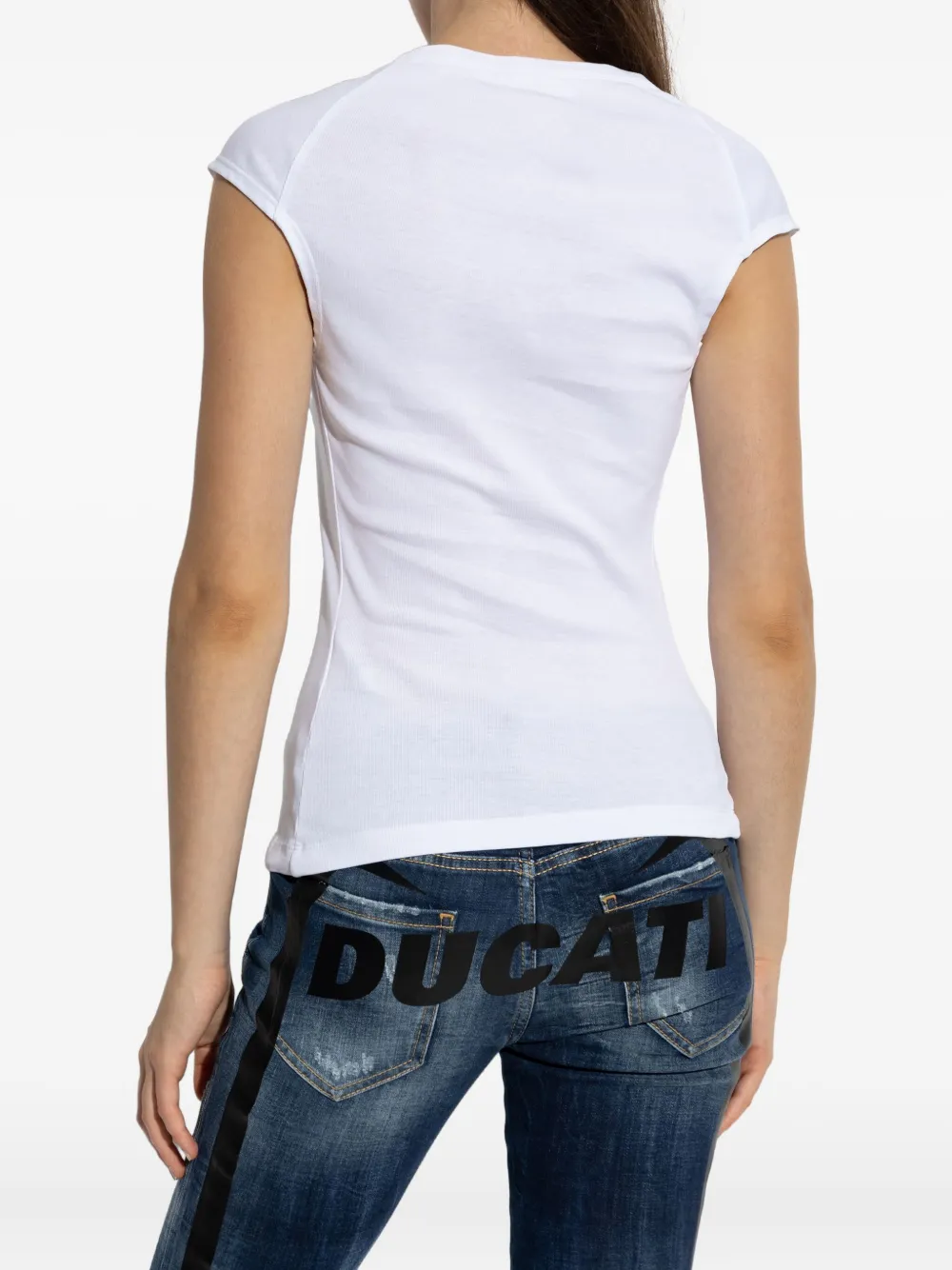 Dsquared2 X Ducati Logo Printed Crewneck T-shirt In White