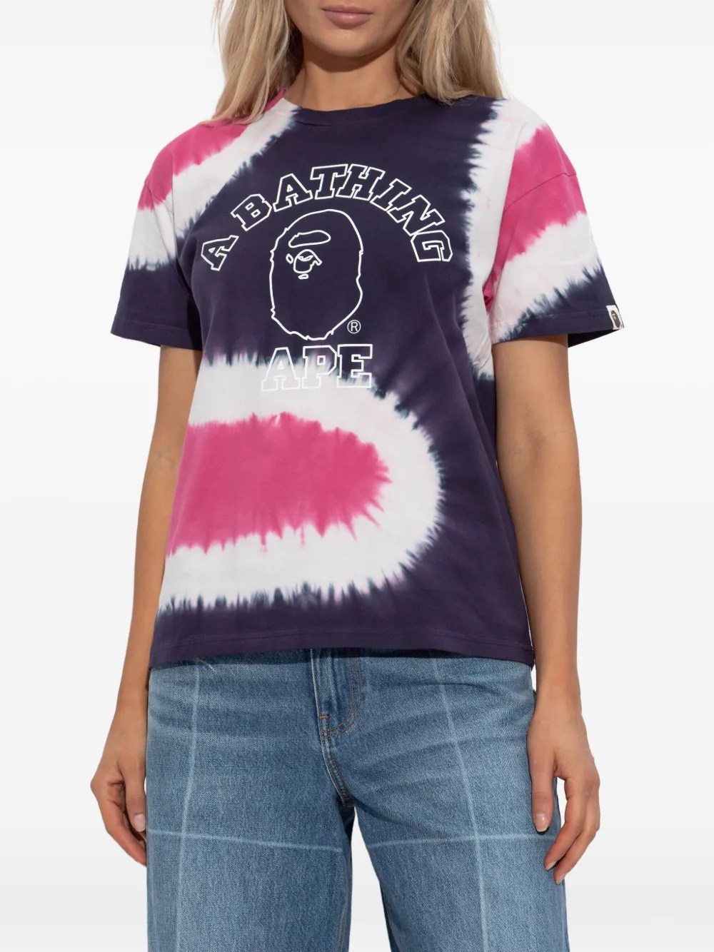 A Bathing Ape Tie-dye Logo T-shirt In Multi
