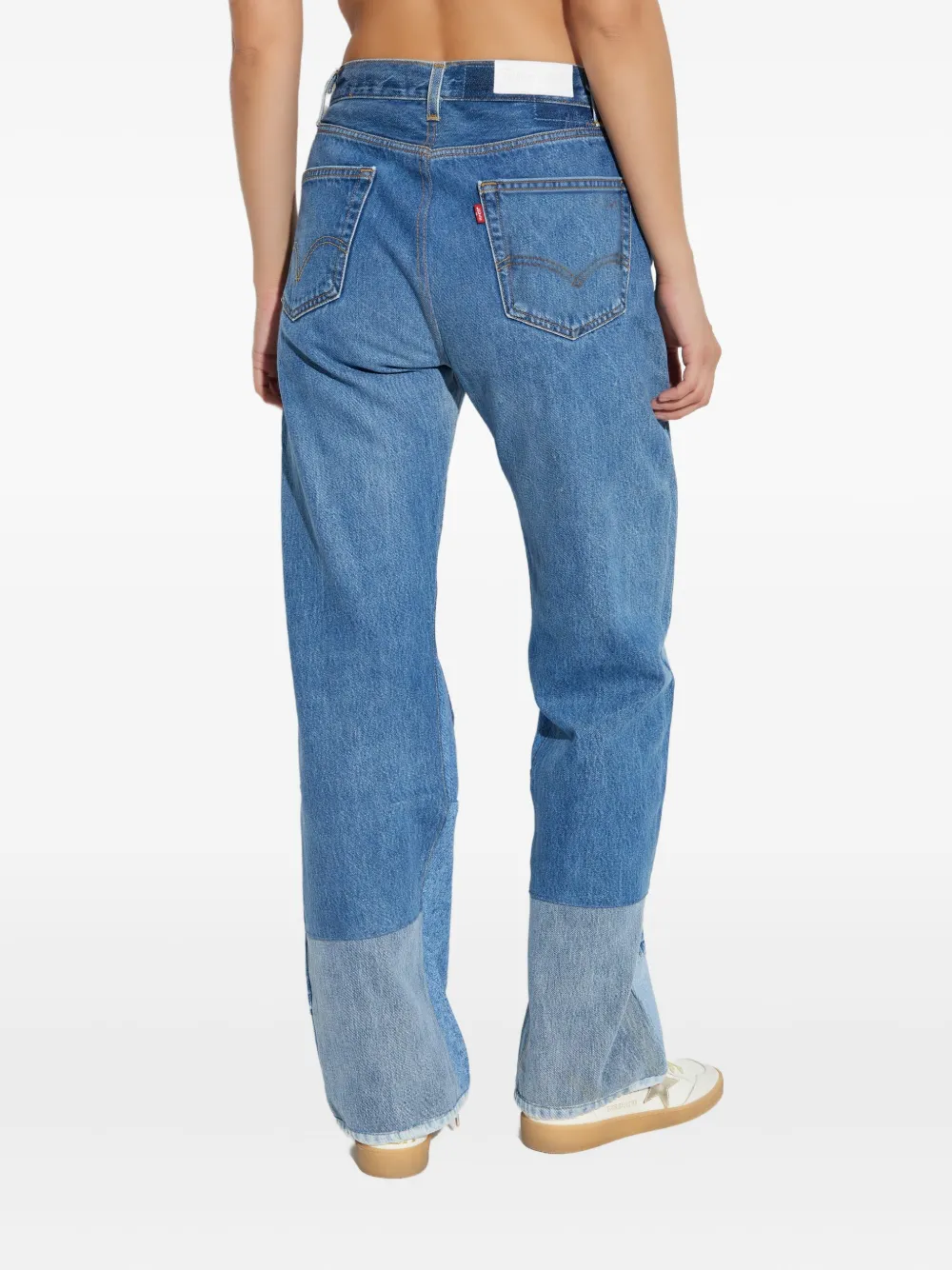 RE DONE paint-splatter panelled jeans Blauw