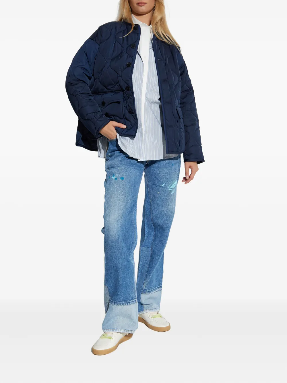 RE/DONE paint-splatter panelled jeans - Blauw