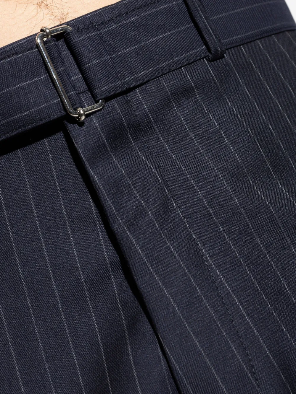 Officine Generale Broek met krijtstreep en ceintuur Blauw