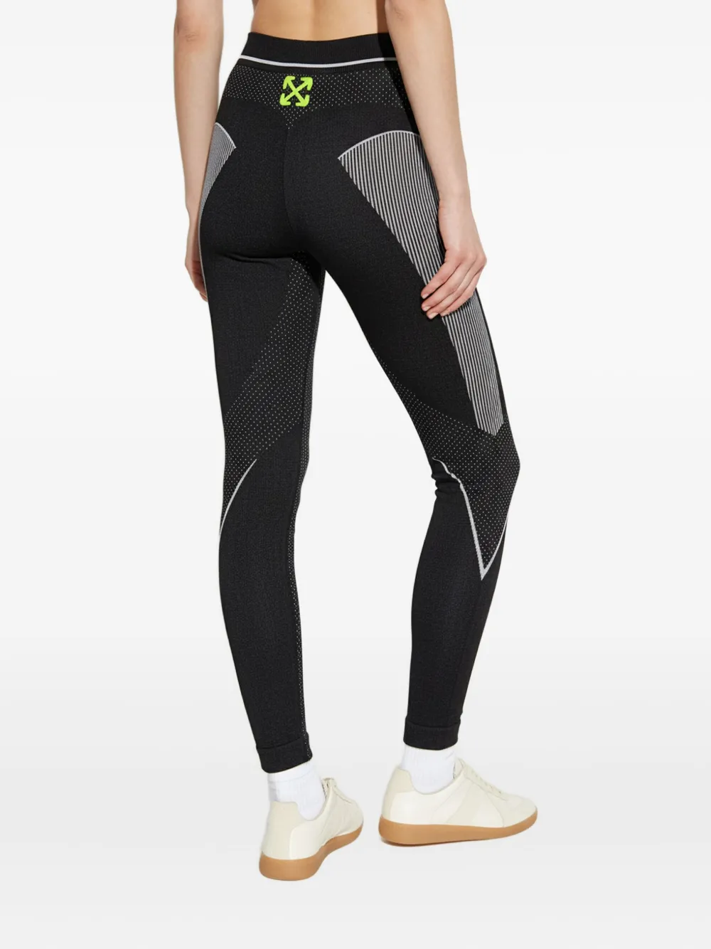 Off-white Striped Panelled Trousers In Black