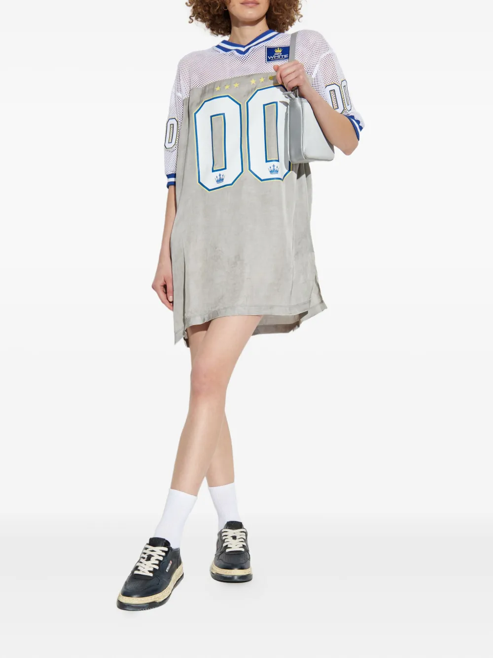 Off-White mesh-insert jersey dress - Grijs