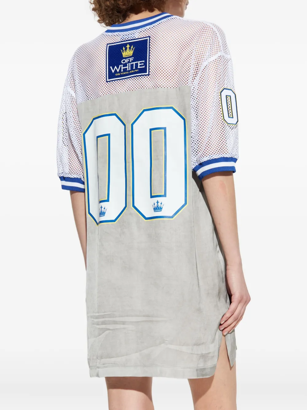 Off-white Mesh-insert Jersey Dress In Green