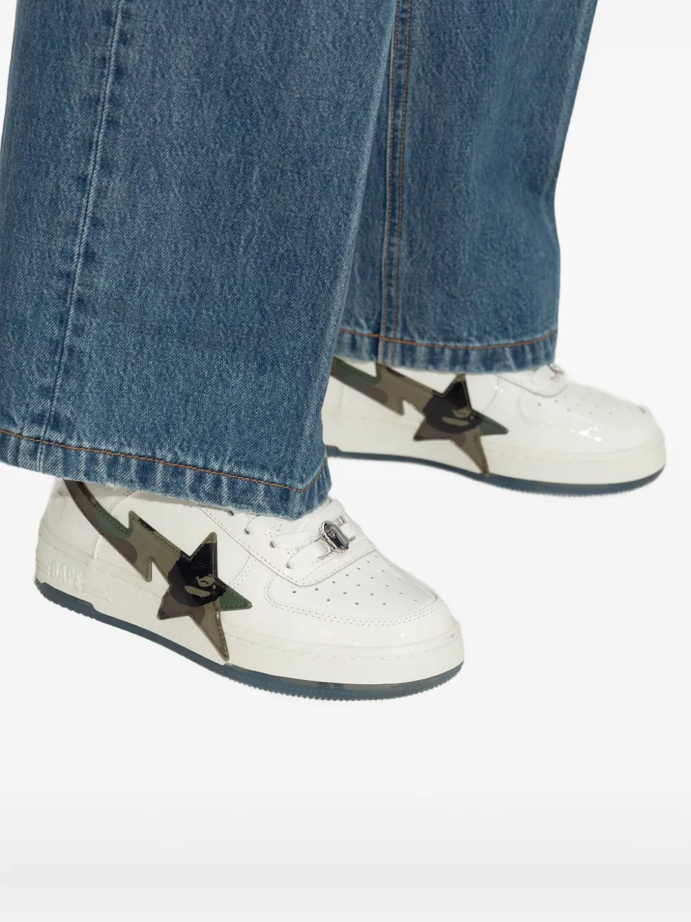 A BATHING APE Camo-Star sneakers Wit