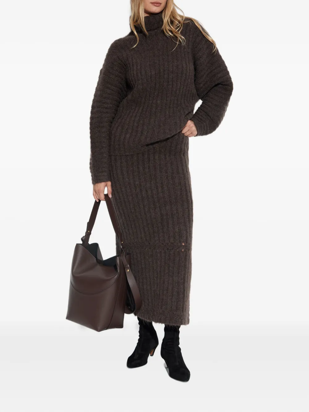 By Malene Birger Ribbed Turtleneck Sweater In Brown