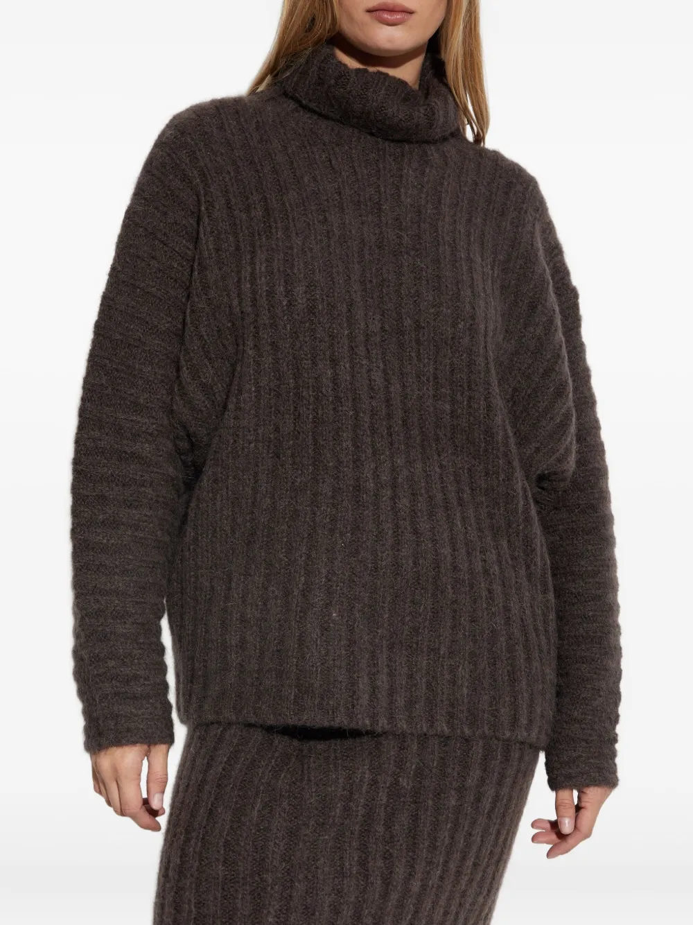 By Malene Birger Ribbed Turtleneck Sweater In Brown