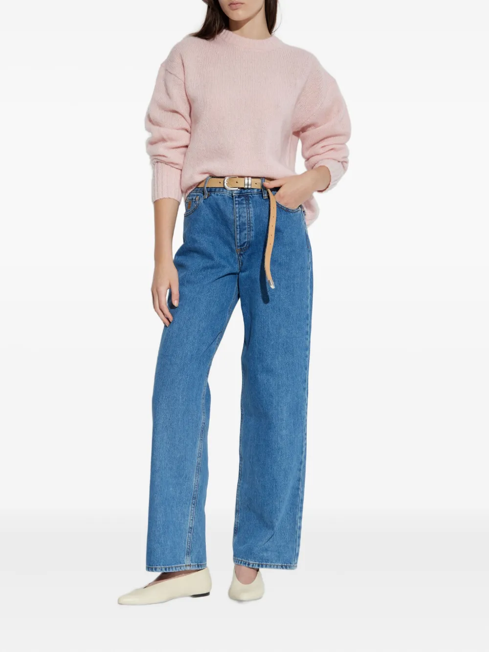 By Malene Birger Round-neck Wool Sweater In Neutral