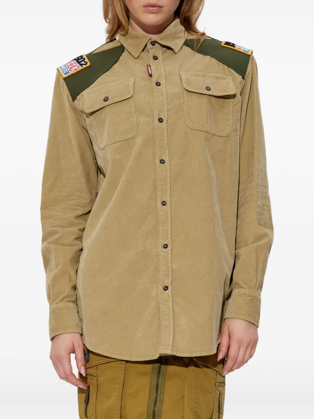 Dsquared2 Corduroy Shirt In Neutral